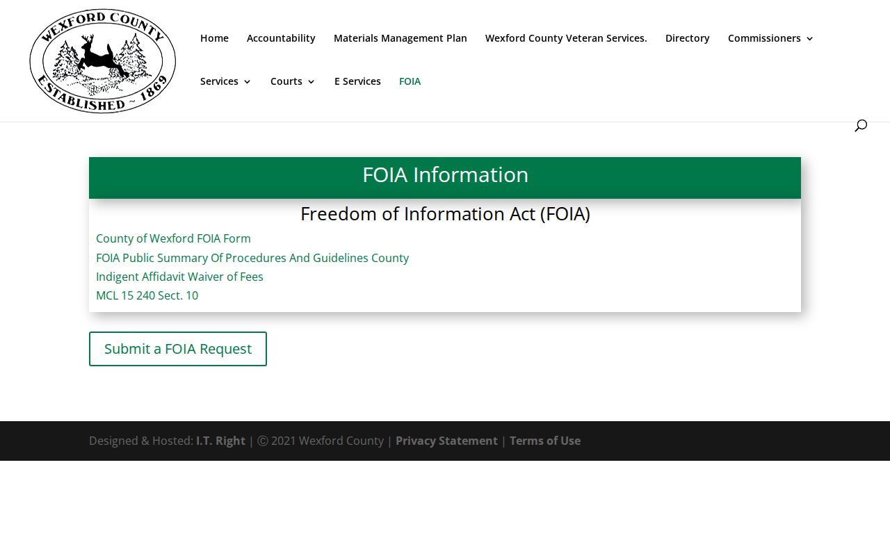 Wexford County 72-hour release records request portal