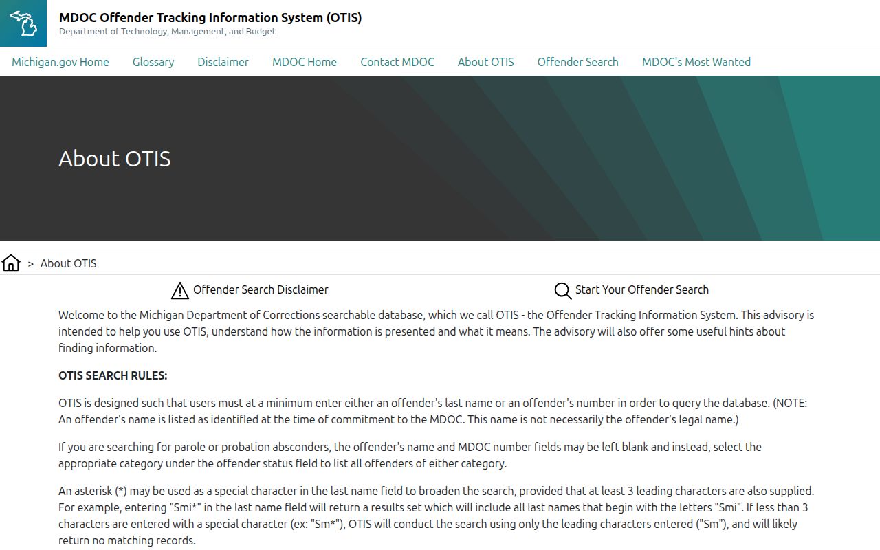 Michigan Department of Corrections release status definitions for Wexford County cases