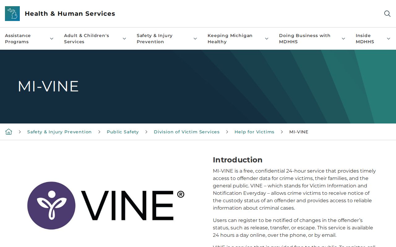 Official MI-VINE service for Wexford County VINELink inmate searches